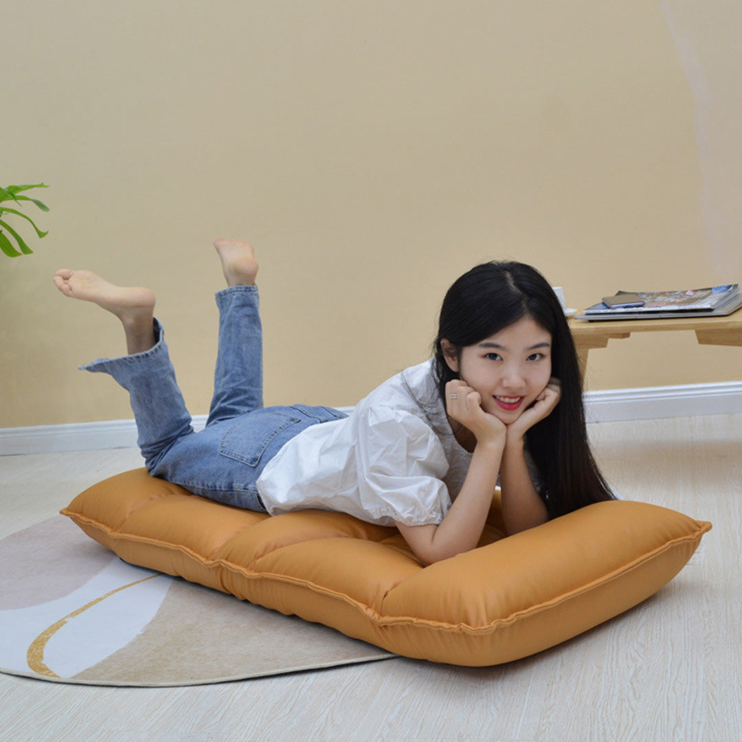 NNEAGS 2X Yellow Lounge Recliner Lazy Sofa Bed Tatami Cushion Collapsible Backrest Seat Home Office Decor-2