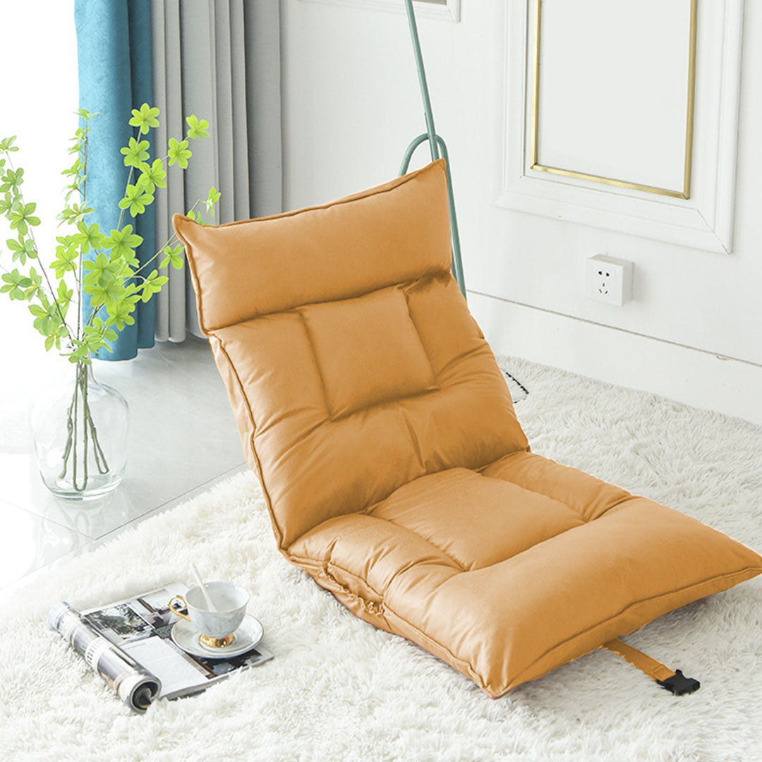 NNEAGS 2X Yellow Lounge Recliner Lazy Sofa Bed Tatami Cushion Collapsible Backrest Seat Home Office Decor-4