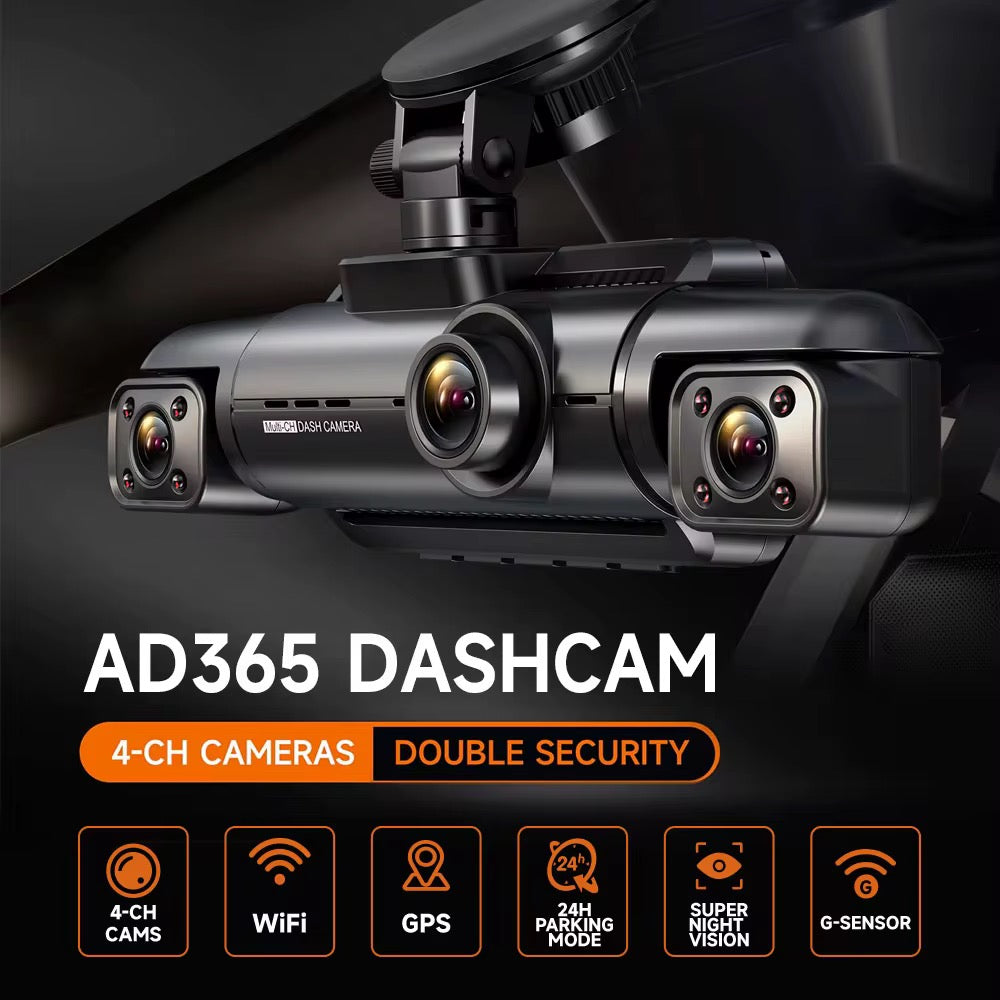 Dash Cam 4 Channel Front and Rear Inside, 360° Car Camera 4K UHD