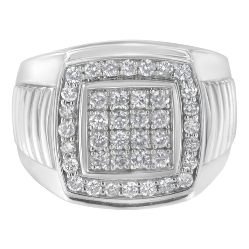 14K White Gold Men's Diamond Squared Band Ring (1 cttw, H-I Color,