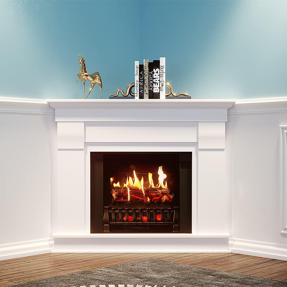 Holoflame Holographic Electric Fireplace W/Touchscreen and Sound and Bluetooth (Bright White)