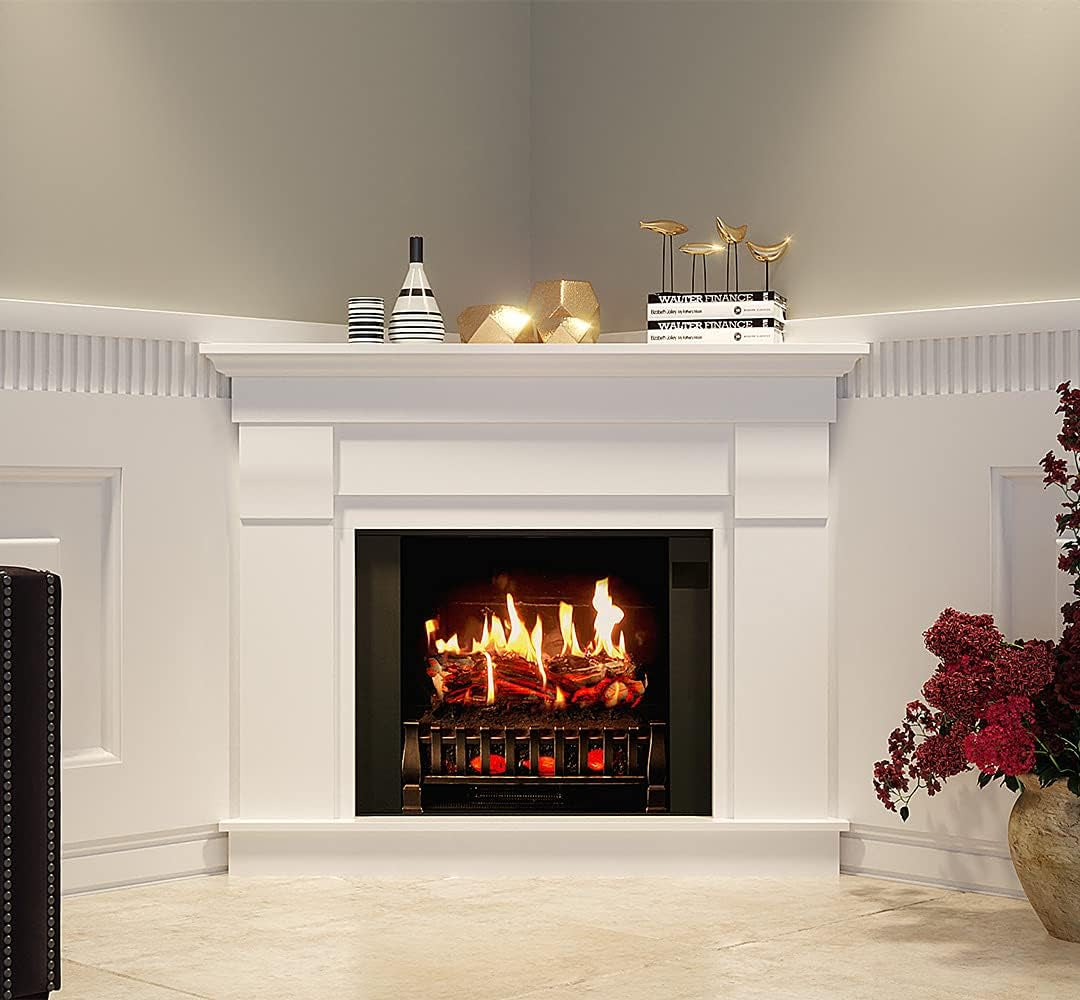 Holoflame Holographic Electric Fireplace W/Touchscreen and Sound and Bluetooth (Bright White)