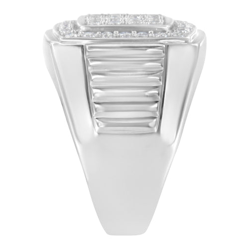 14K White Gold Men's Diamond Squared Band Ring (1 cttw, H-I Color,