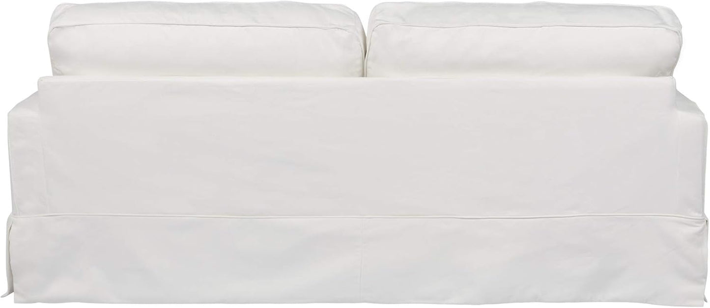 87" White Performance Fabric Americana Box Cushion Slipcovered Sofa