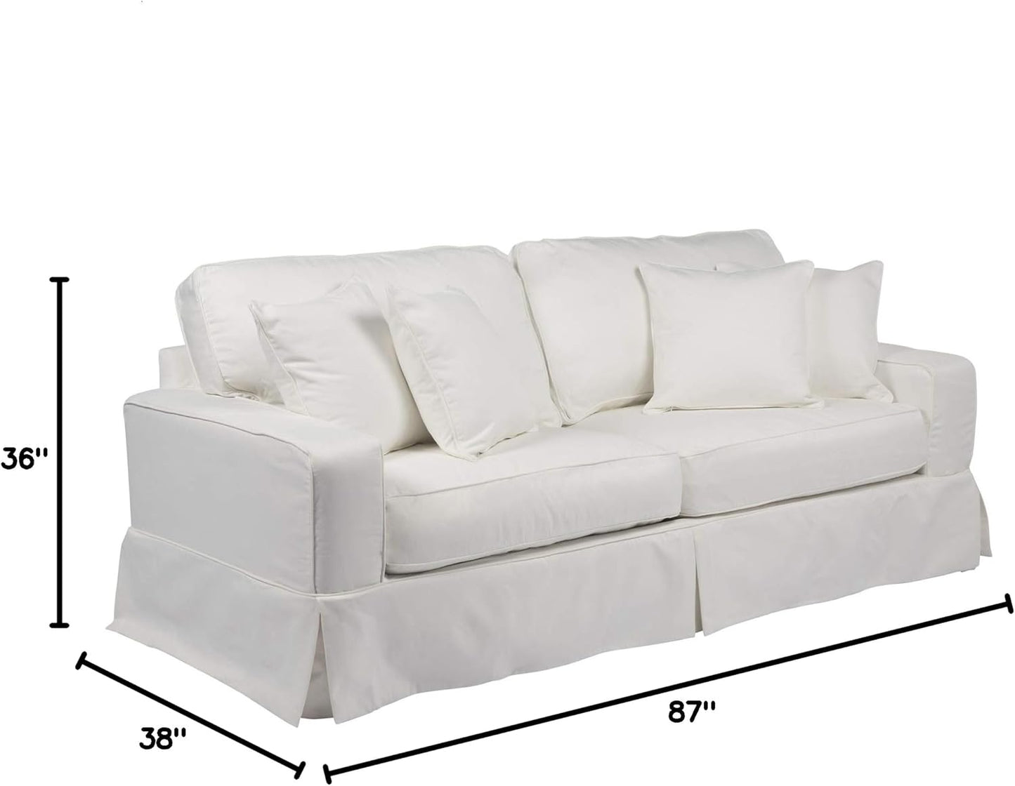87" White Performance Fabric Americana Box Cushion Slipcovered Sofa