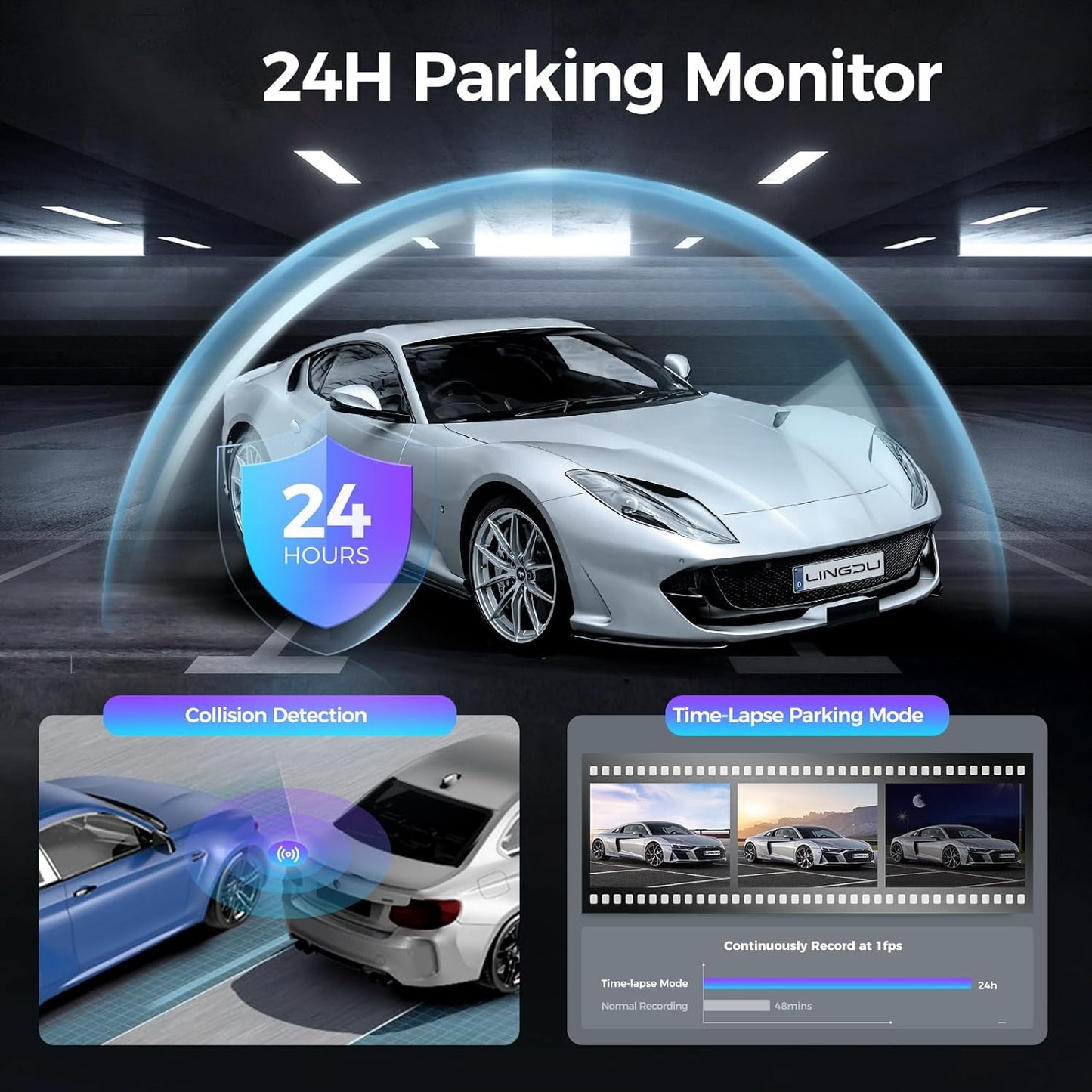 LINGDU D100 2.5K Dash Cam Front