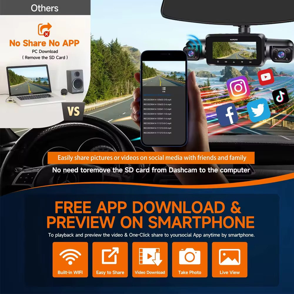 Dash Cam 4 Channel Front and Rear Inside, 360° Car Camera 4K UHD