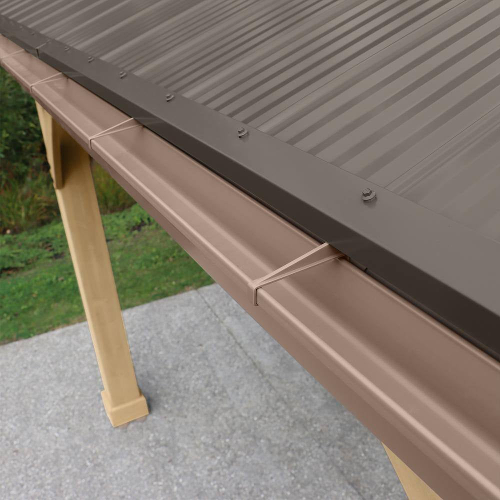 Meridian 12 Ft. X 16 Ft. Outdoor Patio Shade Gazebo with Coffee Brown Aluminum Roof and Rain Gutter Kit Included
