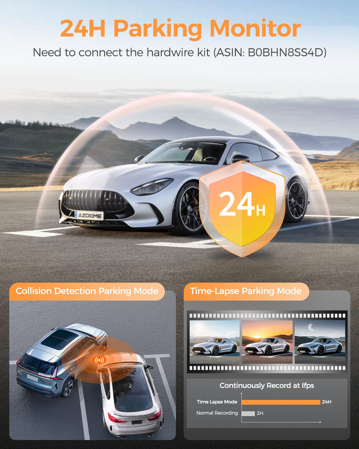 AZDOME M17 Pro 3.0 Inch ADAS Time Lapse Front and Rear 1080p Dual Lens Car Dashboard Camera App Control Car Camera