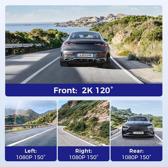 AZDOME M660 4 Channel 360ยฐ Dash Cam with 128GB eMMC, 2.5K+1K+1K+1K Dashcam