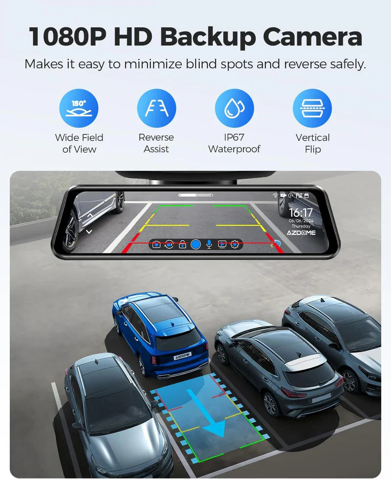 AZDOME PG17 Front and Rear 4K Mirror Dash Cam