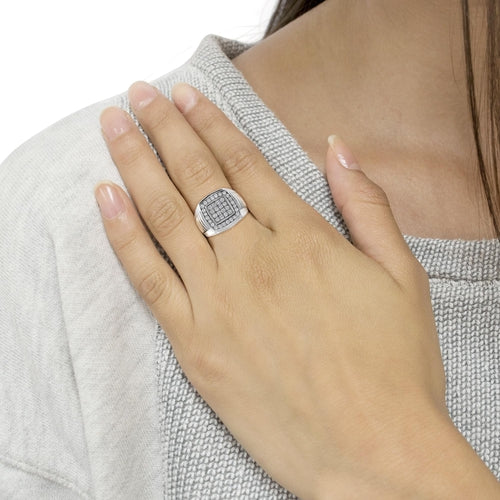 14K White Gold Men's Diamond Squared Band Ring (1 cttw, H-I Color,