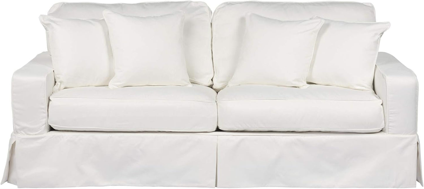 87" White Performance Fabric Americana Box Cushion Slipcovered Sofa