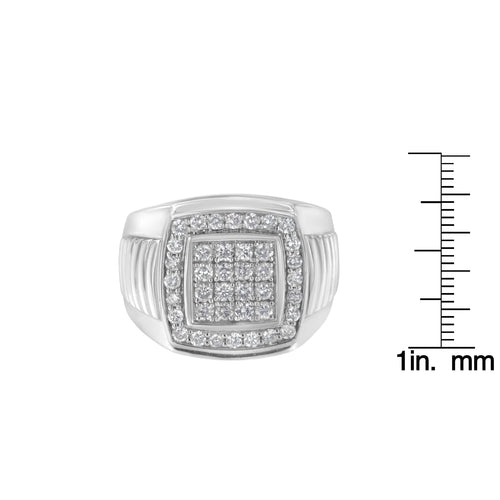 14K White Gold Men's Diamond Squared Band Ring (1 cttw, H-I Color,
