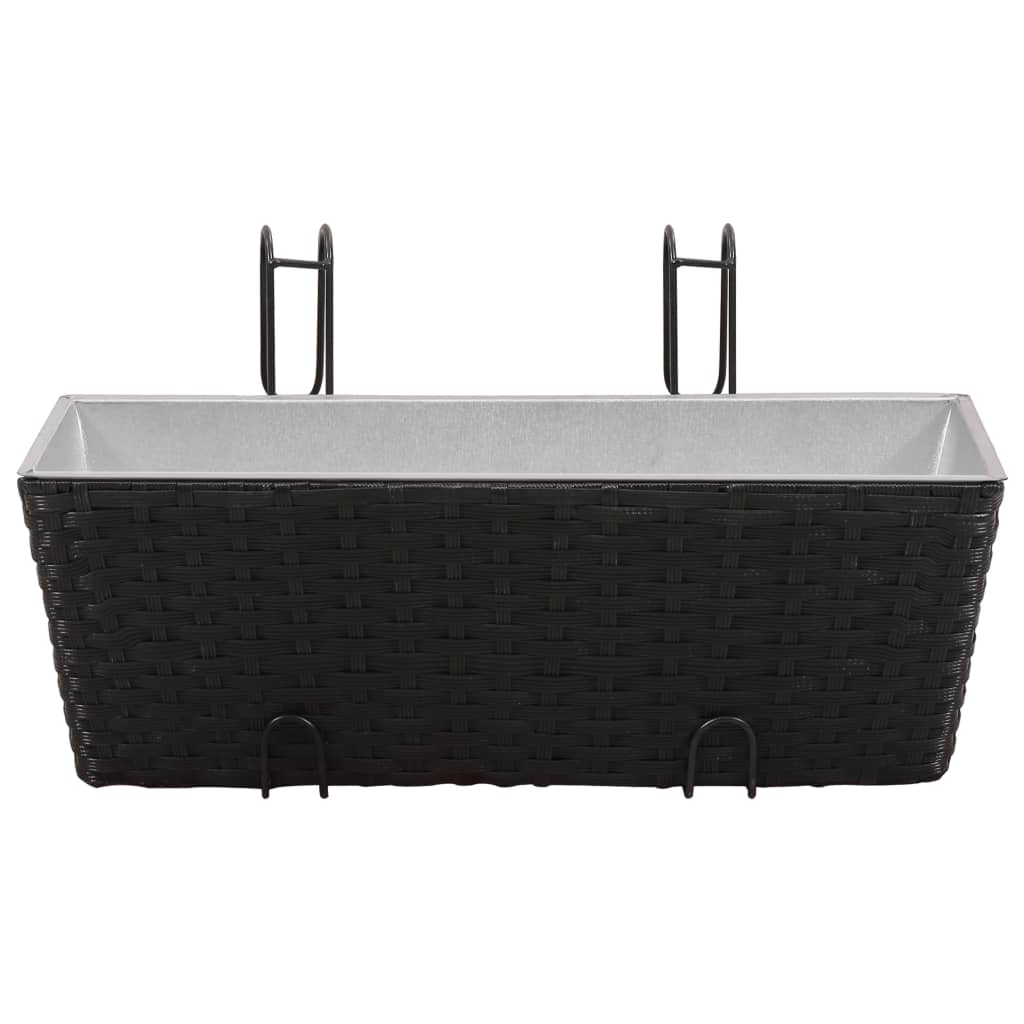 NNEVL Balcony Trapezoid Rattan Planter 2 pcs Black-2