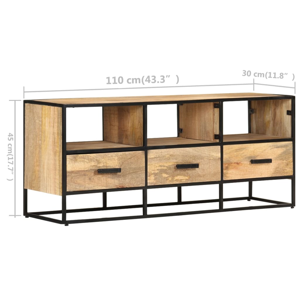 vidaXL TV Stand TV Unit Sideboard Home TV Console Media Unit Rough Mango Wood-2