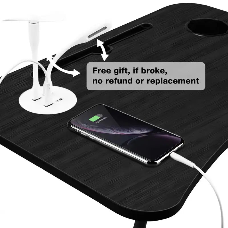 Laptop Desk Bed Table Tray Folding Breakfast Table Portable Lap Standing Desk Notebook Stand Reading Holder for Bed/Sofa Large Lap Desk with USB-Charger and Cup-Holder-4