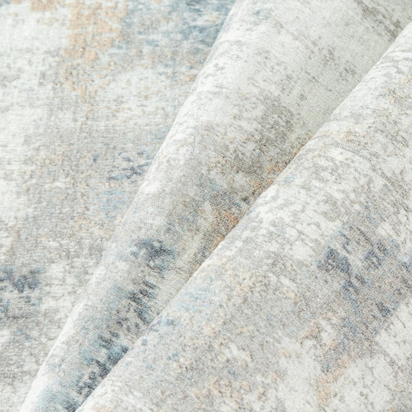 6X9 Washable Area Rug Blue Cream Neutral Abstract Living Room Bedroom Large T...