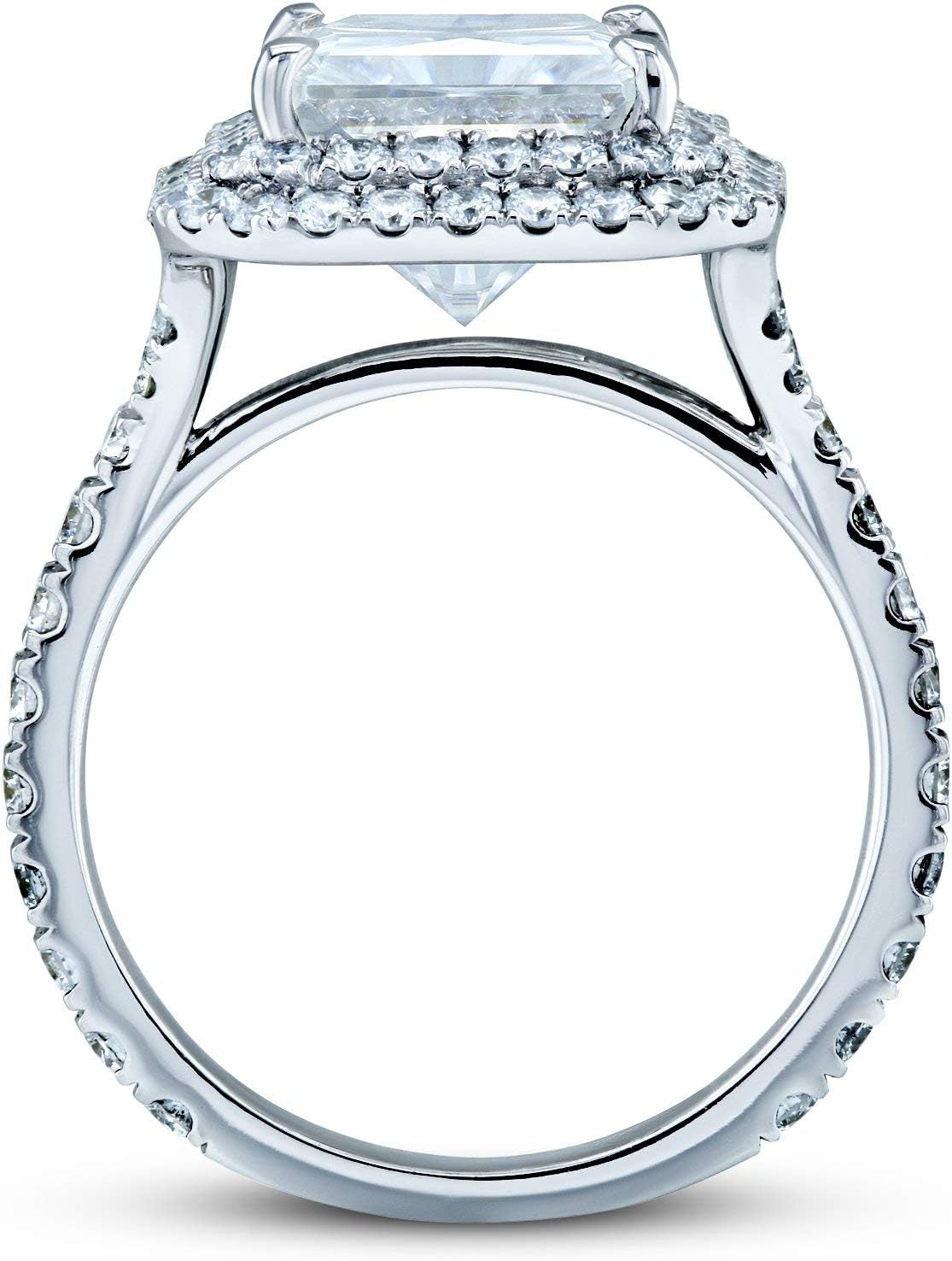 Large Radiant Double Halo Moissanite Ring (DEF/VS, GH/I)