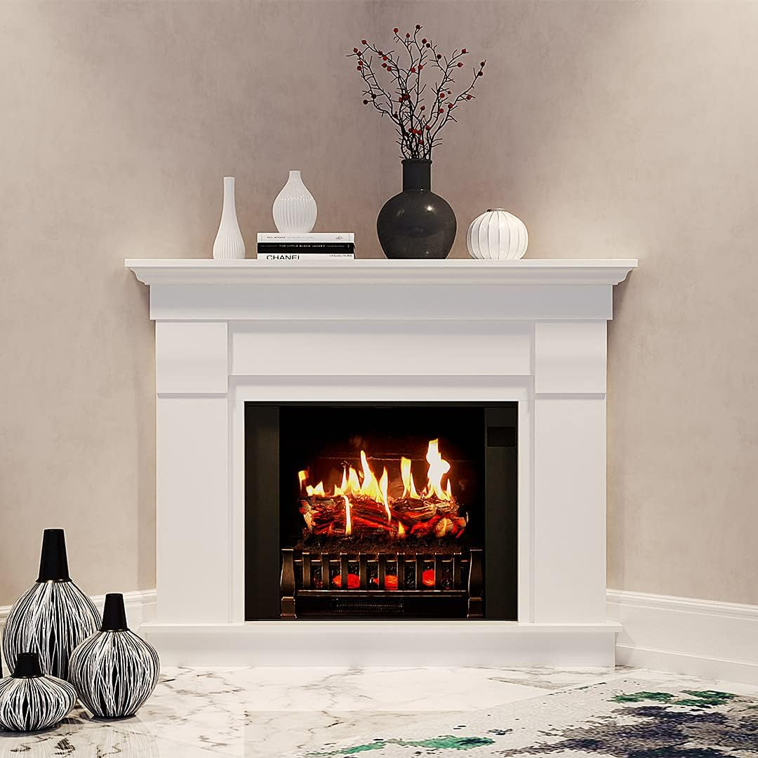 Holoflame Holographic Electric Fireplace W/Touchscreen and Sound and Bluetooth (Bright White)