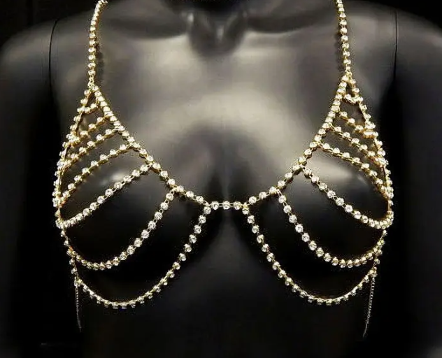 Layered Bold Stone Choker Bra Body Jewelry