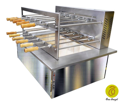 Brazilian BBQ Charcoal Grill with Firebox - 11 Skewers -