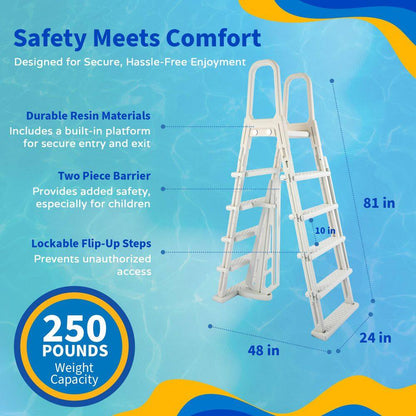 Belize 15 Ft. X 30 Ft. Oval X 52 In. Deep Metal Wall above Ground Pool Package with 6 In. Top Rail