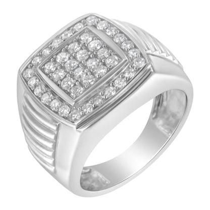14K White Gold Men's Diamond Squared Band Ring (1 cttw, H-I Color,