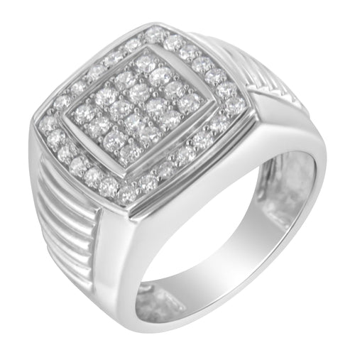 14K White Gold Men's Diamond Squared Band Ring (1 cttw, H-I Color,