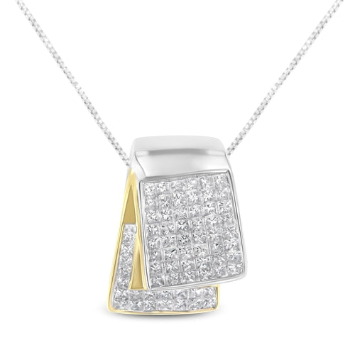 14K White and Yellow Gold 2.0 Cttw Princess Cut Diamond Two Tone