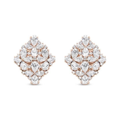 18K Rose Gold 8 1/3 Cttw Pear and Round Diamond Floral Cluster Omega