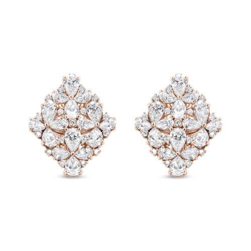 18K Rose Gold 8 1/3 Cttw Pear and Round Diamond Floral Cluster Omega