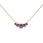 18K Rose Gold 3/4 Cttw Pave Diamonds and Graduated Red Ruby Gemstone