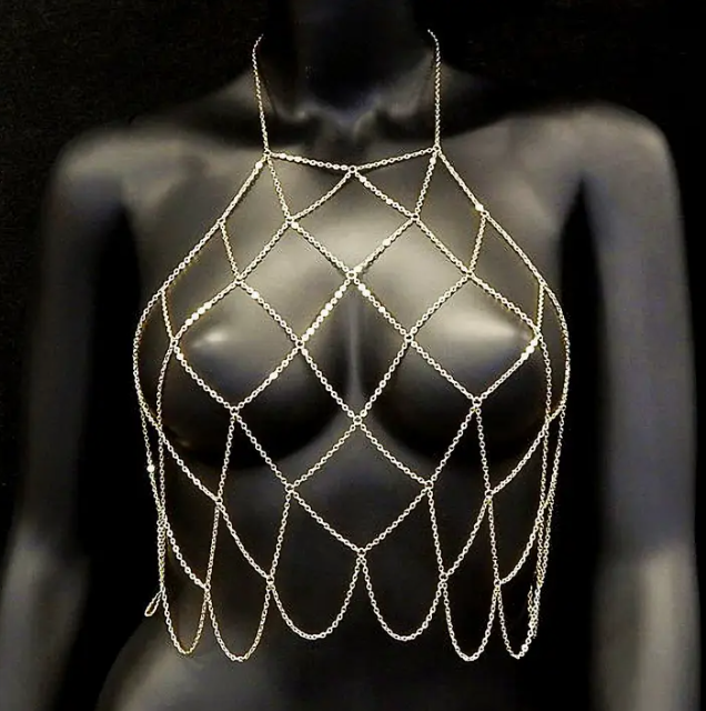 Net Chain Front Breast Bra Body Jewelry