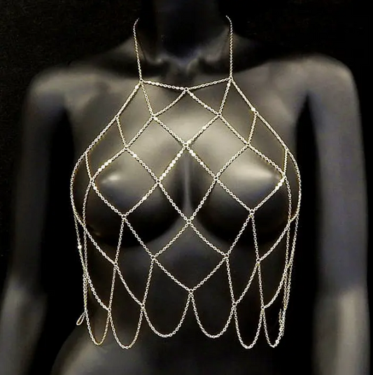 Net Chain Front Breast Bra Body Jewelry