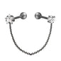 1Pc Surgcal Steel Tassel Zircon Ear Studs Non-Allergic Chain Tassel Earring Body Piercing Fashion Jewelry Body Jewelry