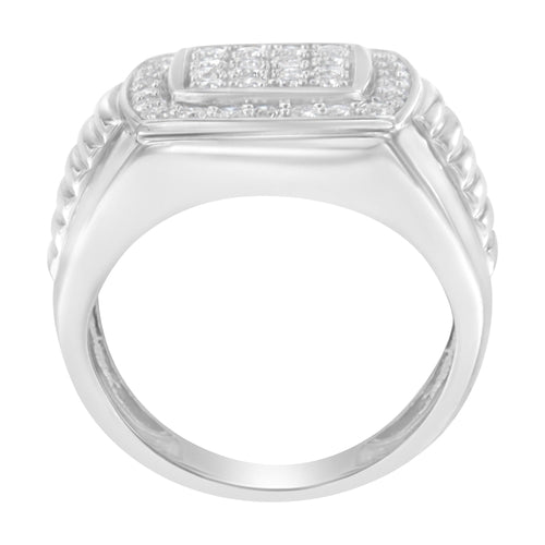 14K White Gold Men's Diamond Squared Band Ring (1 cttw, H-I Color,