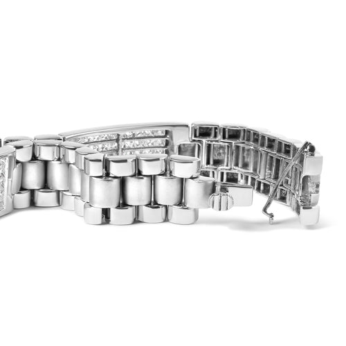 14K White Gold 12.0 Cttw Men's Invisible Set Princess Diamond Tennis