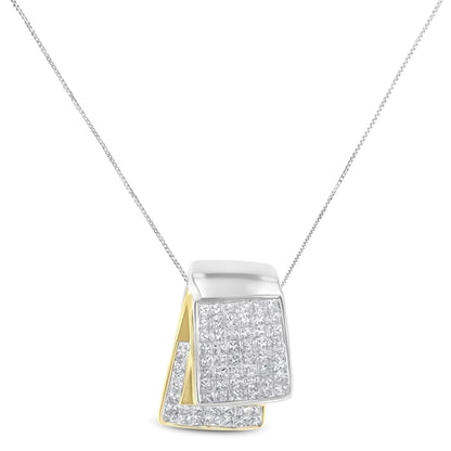 14K White and Yellow Gold 2.0 Cttw Princess Cut Diamond Two Tone