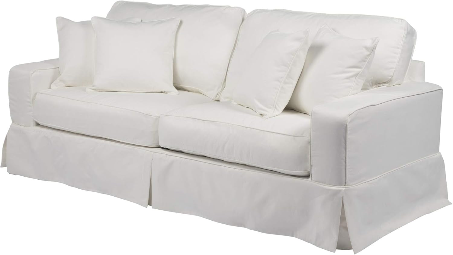 87" White Performance Fabric Americana Box Cushion Slipcovered Sofa