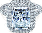 Large Radiant Double Halo Moissanite Ring (DEF/VS, GH/I)