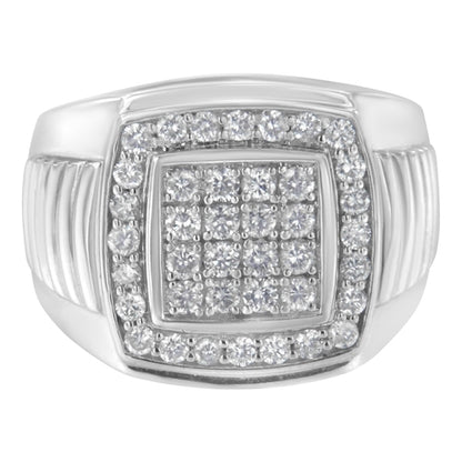 14K White Gold Men's Diamond Squared Band Ring (1 cttw, H-I Color,