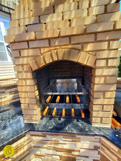 Brazilian BBQ Charcoal Grill with Firebox - 11 Skewers -