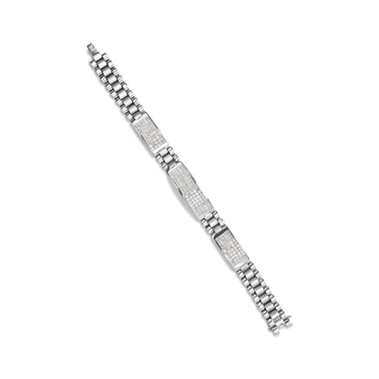 14K White Gold 12.0 Cttw Men's Invisible Set Princess Diamond Tennis