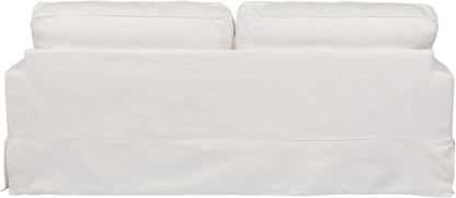 87" White Performance Fabric Americana Box Cushion Slipcovered Sofa