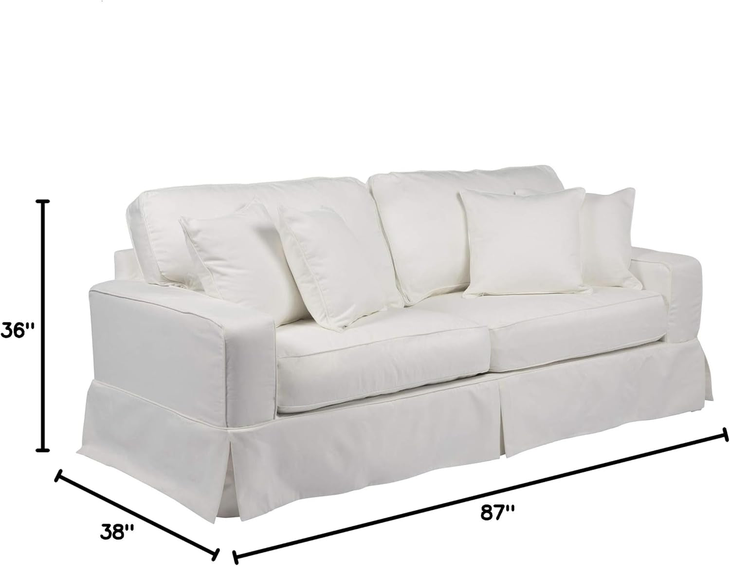 87" White Performance Fabric Americana Box Cushion Slipcovered Sofa
