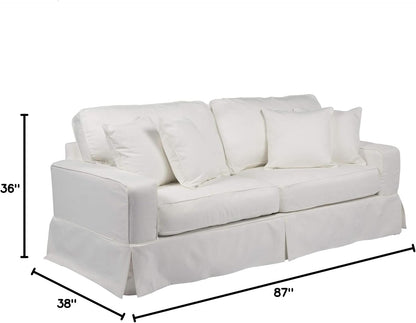 87" White Performance Fabric Americana Box Cushion Slipcovered Sofa