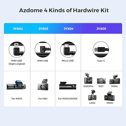 AZDOME JYX05 3-Lead Acc Hardwire Kit Type-C Port