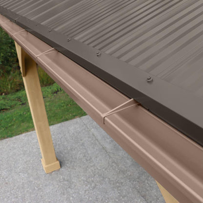 Meridian 12 Ft. X 16 Ft. Outdoor Patio Shade Gazebo with Coffee Brown Aluminum Roof and Rain Gutter Kit Included