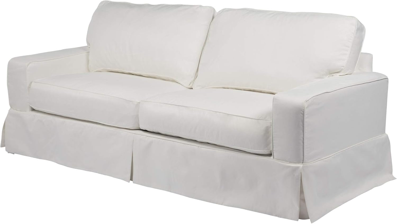87" White Performance Fabric Americana Box Cushion Slipcovered Sofa